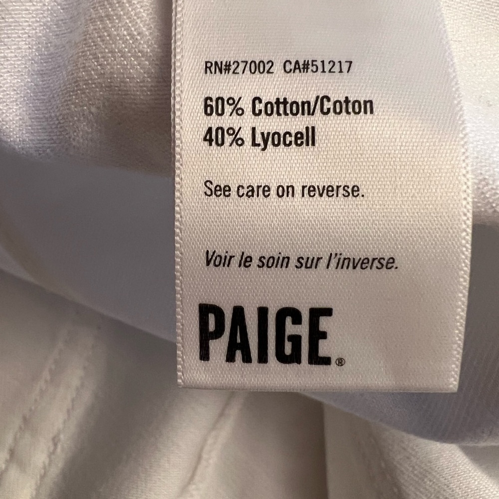 PAIGE Women's Crisp White Utility Jean Shorts - Picture 6 of 9